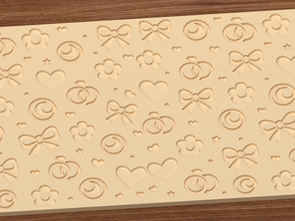 Romantic Wedding Textured Roller STL File - 03 close detail deboss
