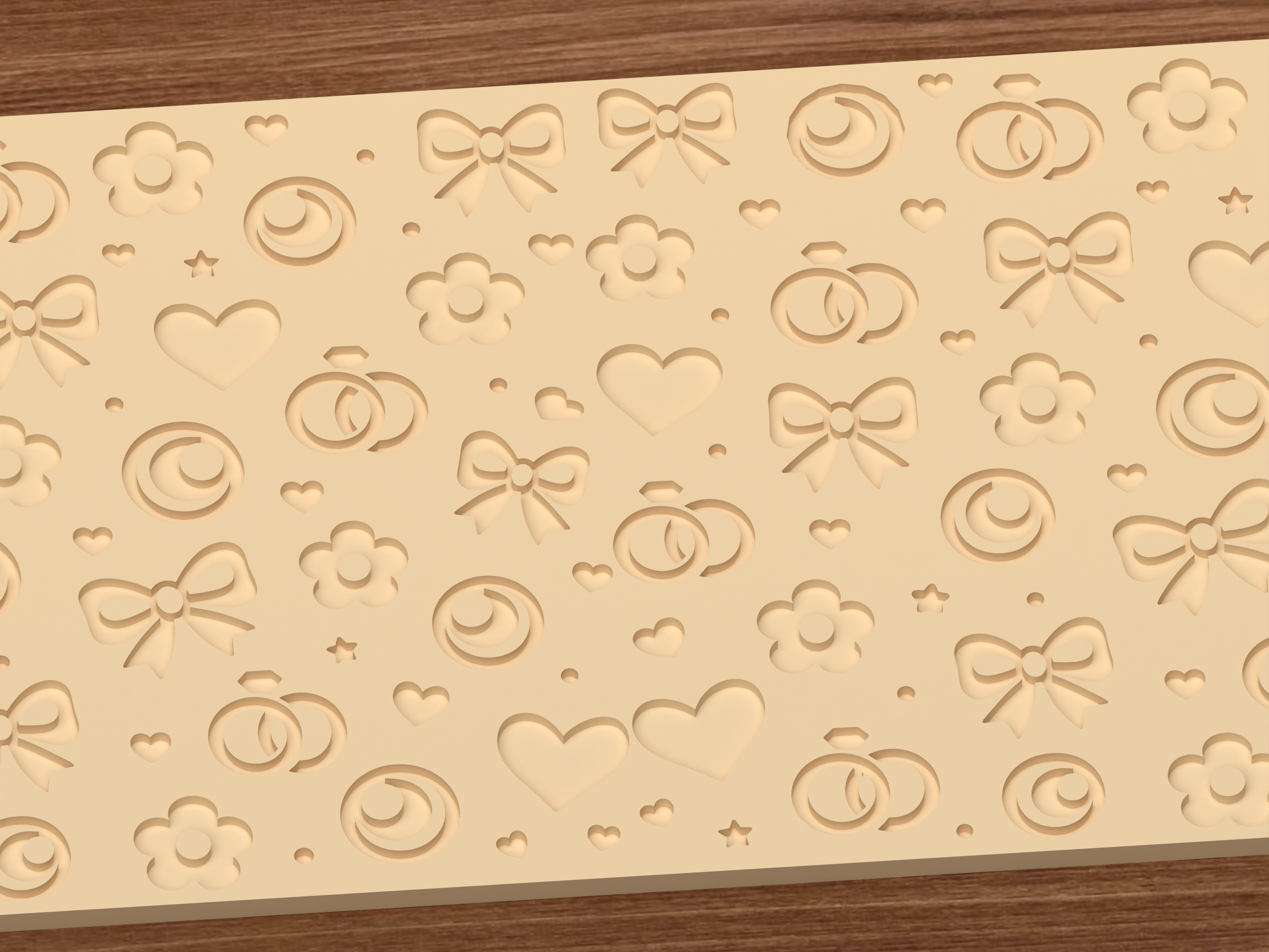 Romantic Wedding Textured Roller STL File - 03 close detail deboss