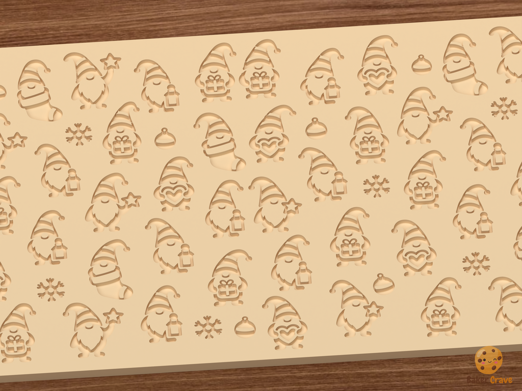 Holiday Gnome Friends Textured Roller STL File