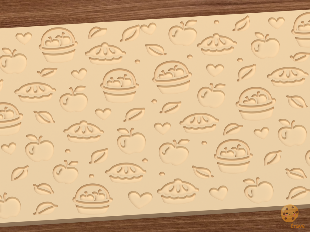 Apple Pie Orchard Textured Roller STL File - 03 close detail deboss