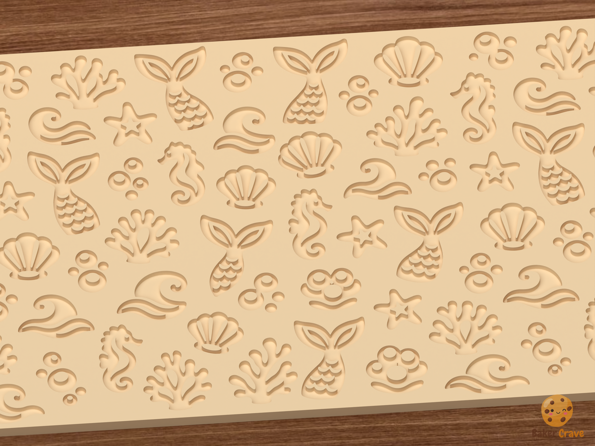 Mermaid Lagoon Textured Roller STL File