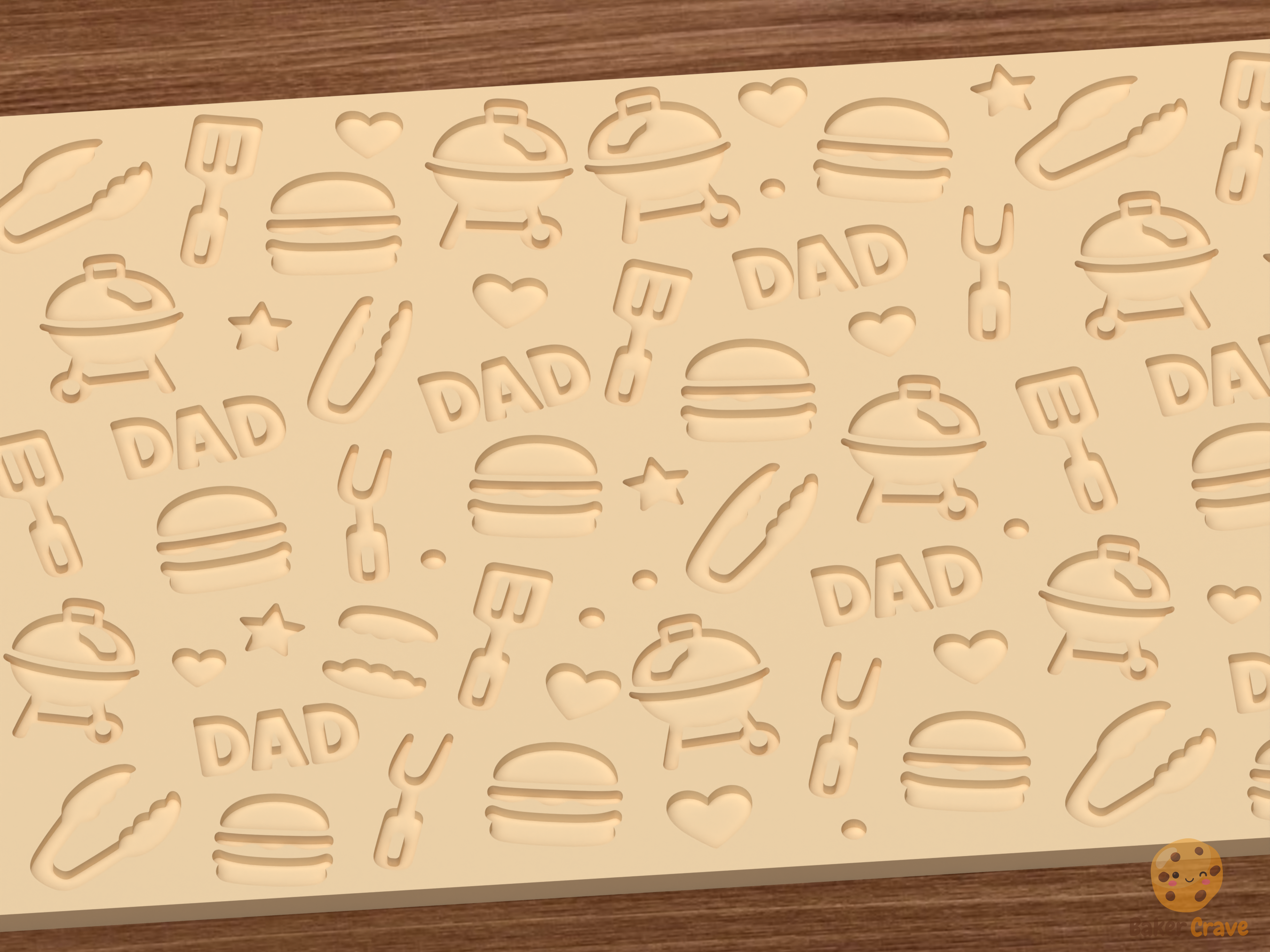 Father's Day BBQ Textured Roller STL File