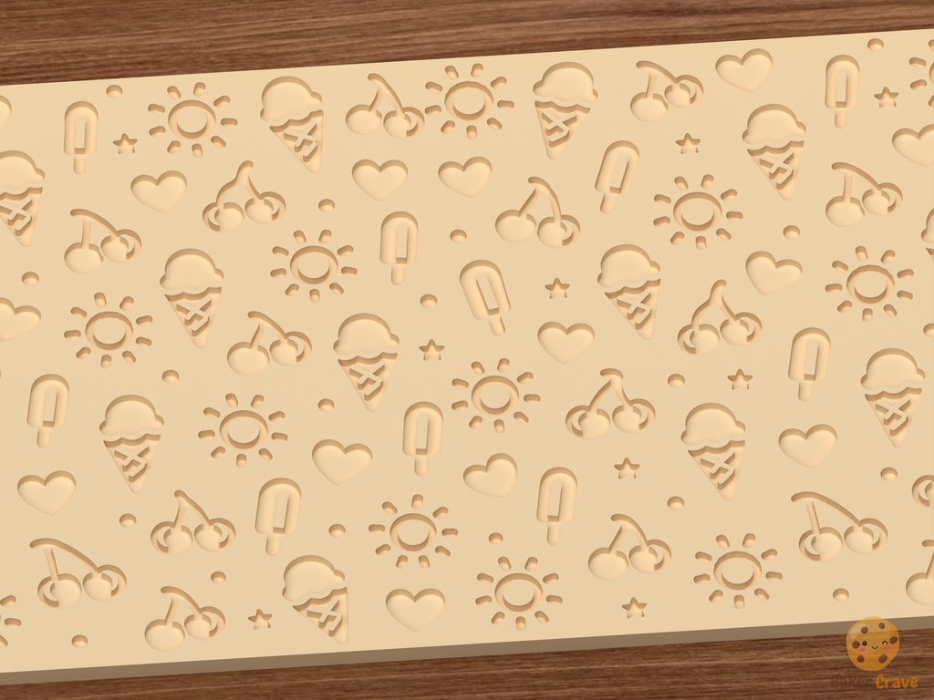 Summer Treats Textured Roller STL File - 03 close detail deboss