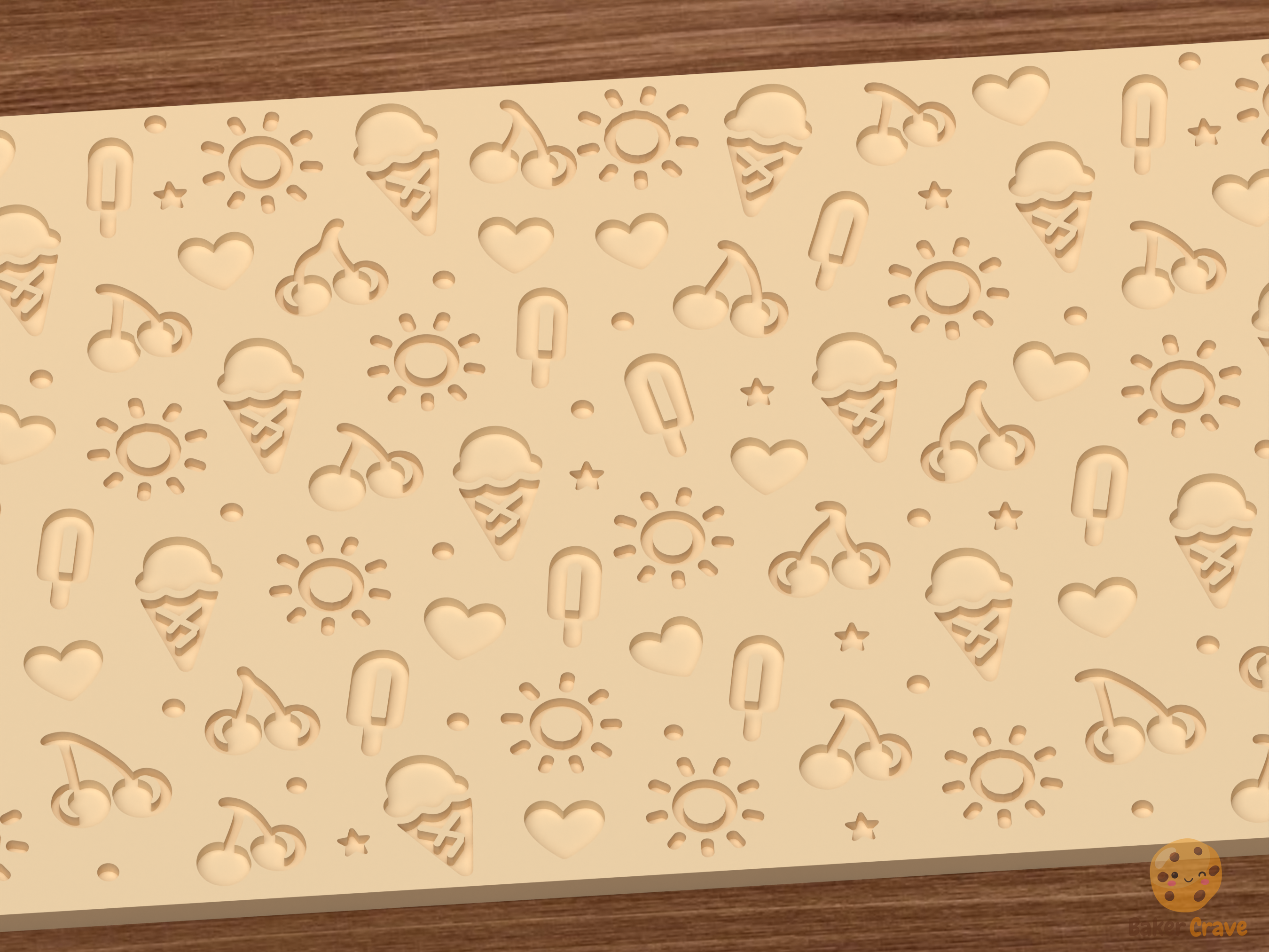 Summer Treats Textured Roller STL File - 03 close detail deboss