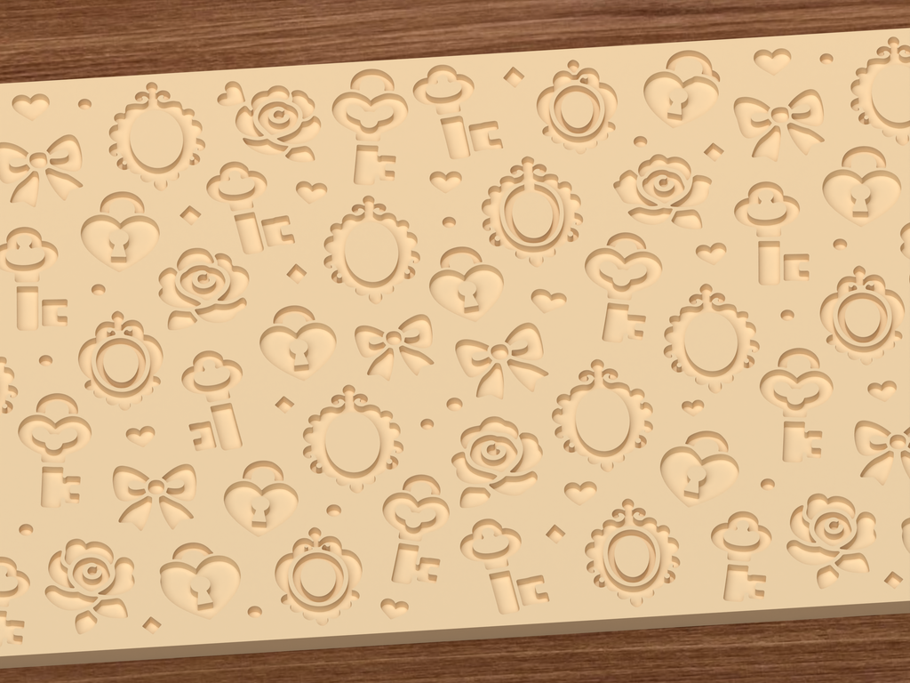 Vintage Love Locks Textured Roller STL File - 03 close detail deboss