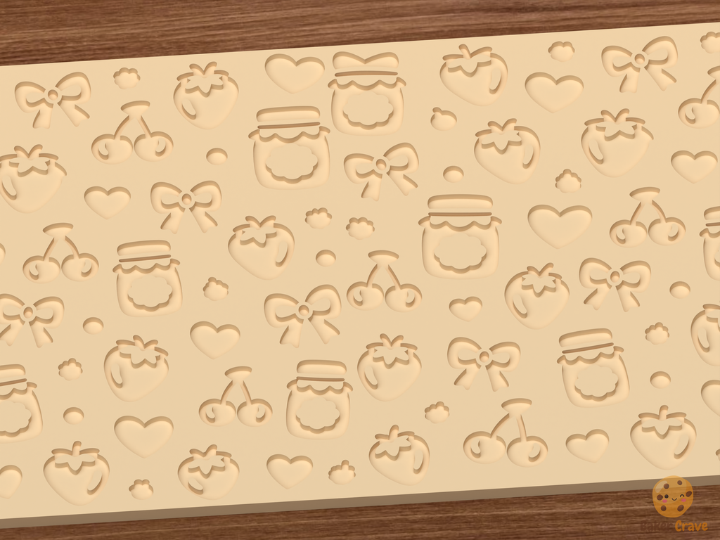 Berry Sweet Jam Textured Roller STL File - 03 close detail deboss
