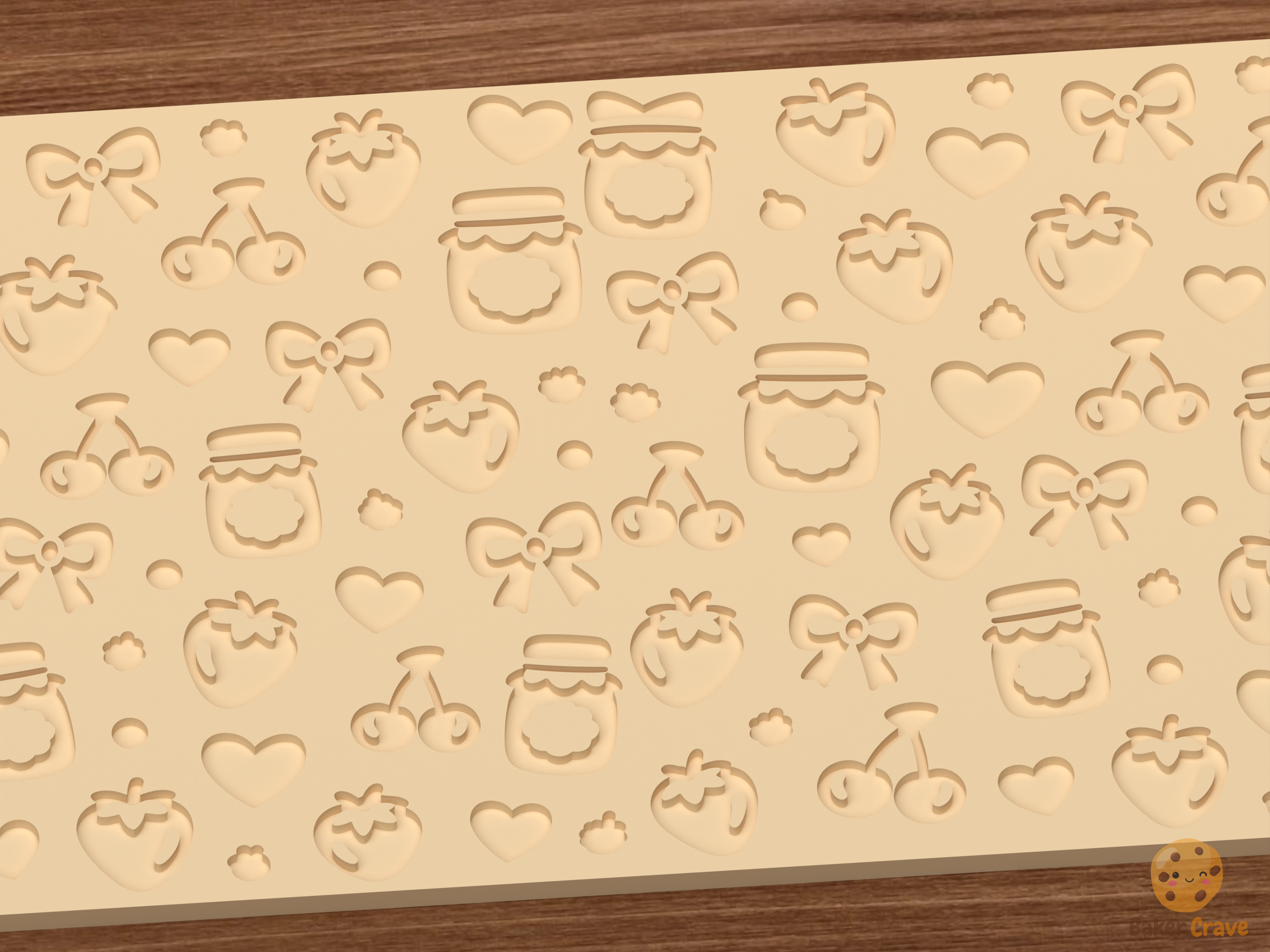 Berry Sweet Jam Textured Roller STL File - 03 close detail deboss