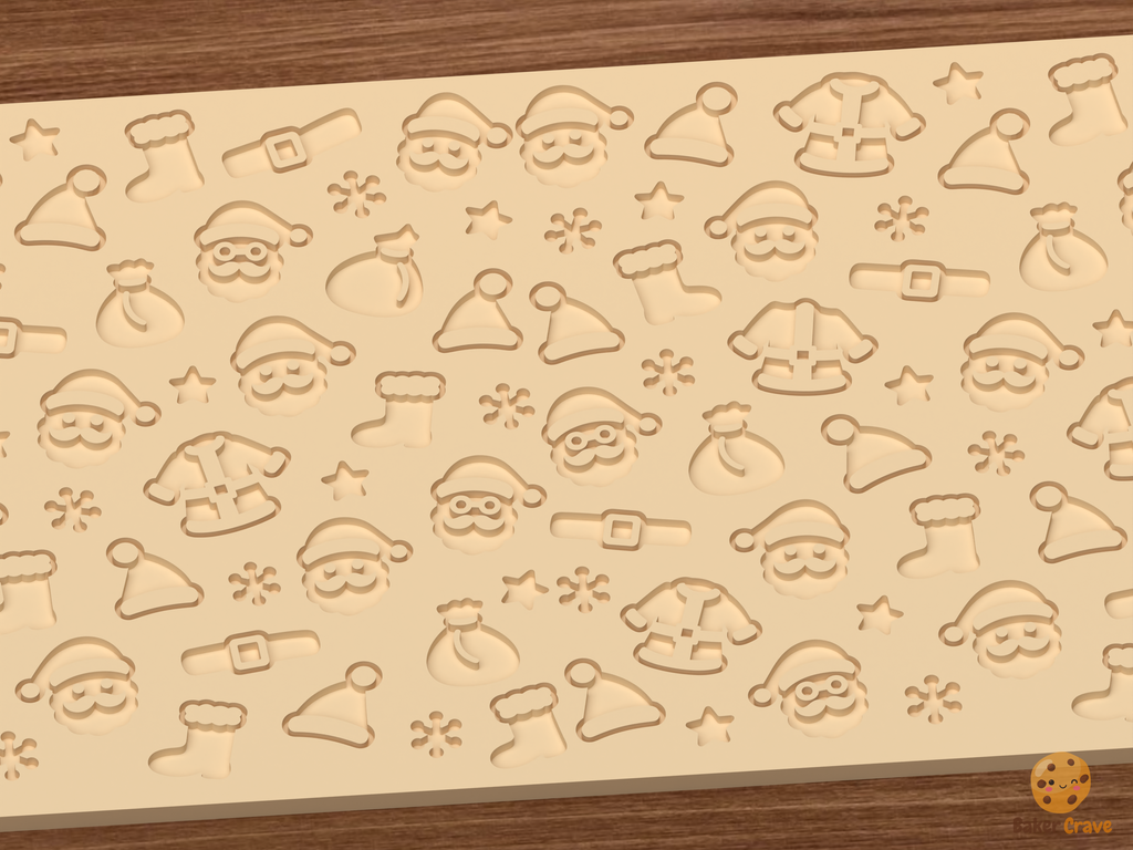 Santa Claus Faces Suit Textured Roller STL File
