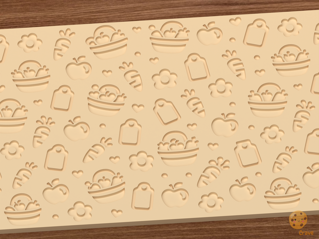 Farmers Market Harvest Textured Roller STL File - 03 close detail deboss