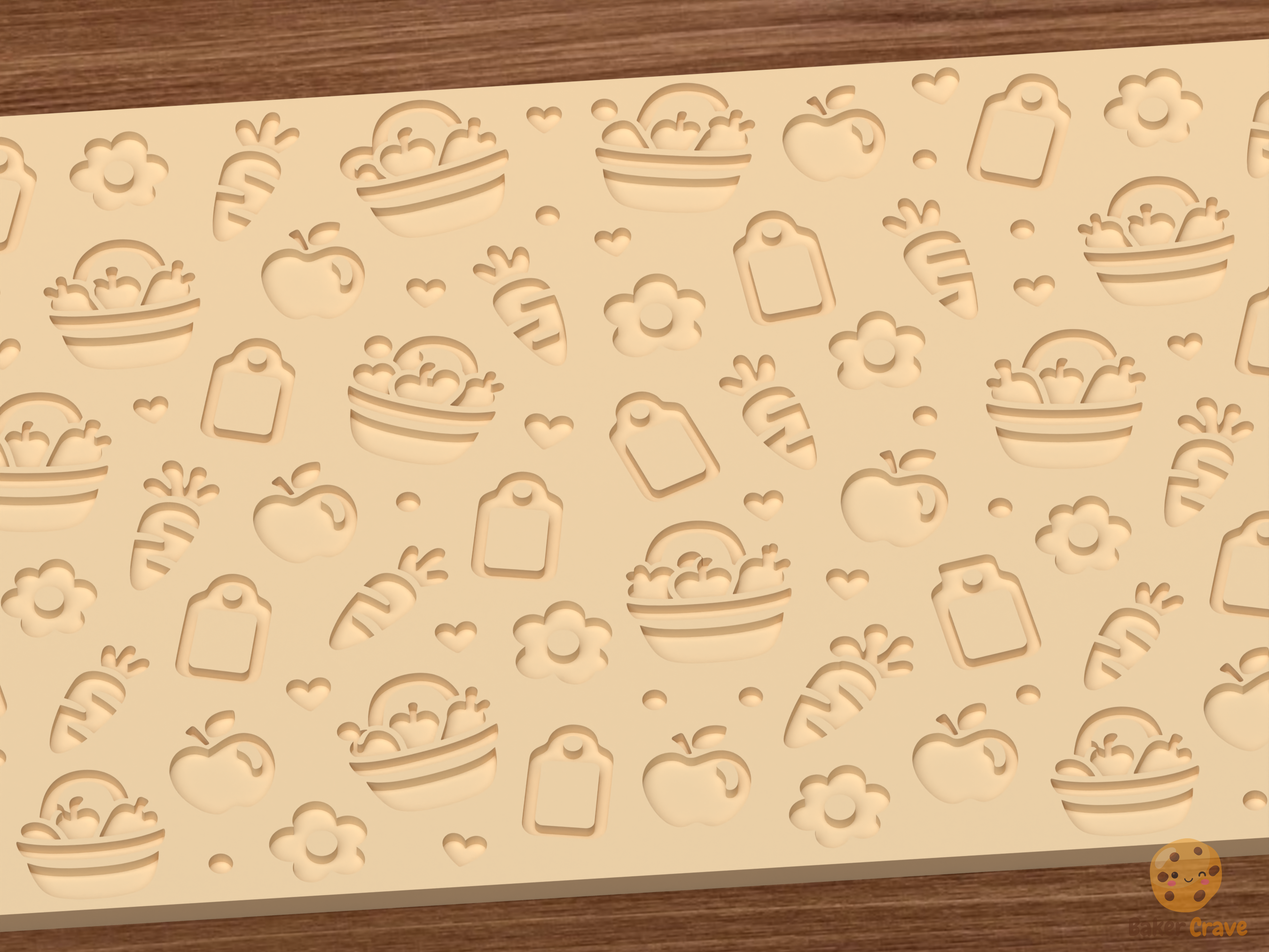 Farmers Market Harvest Textured Roller STL File - 03 close detail deboss