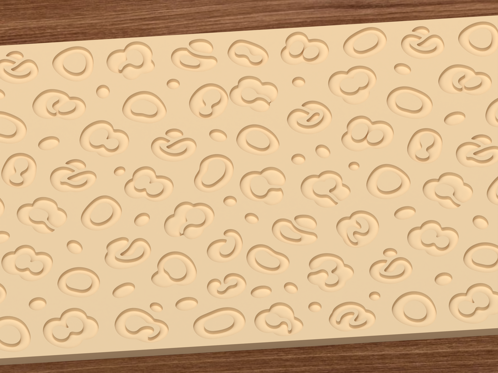 Leopard Animal Print Textured Roller STL File - 03 close detail deboss