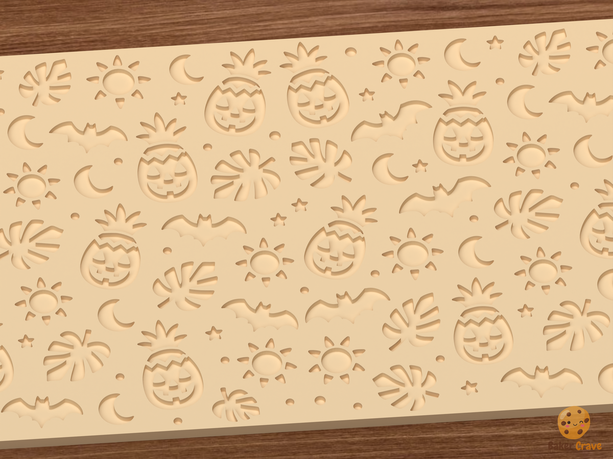 Summerween Pineapple Lantern Textured Roller STL File - 03 close detail deboss