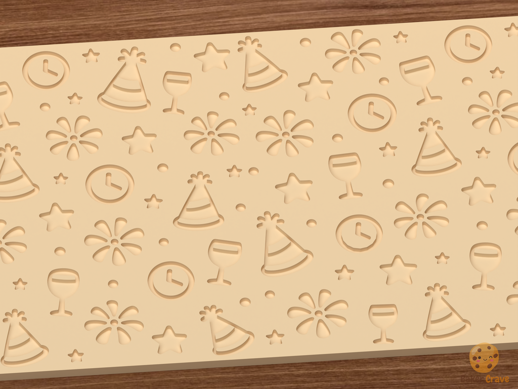 New Year Celebration Textured Roller STL File - 03 close detail deboss