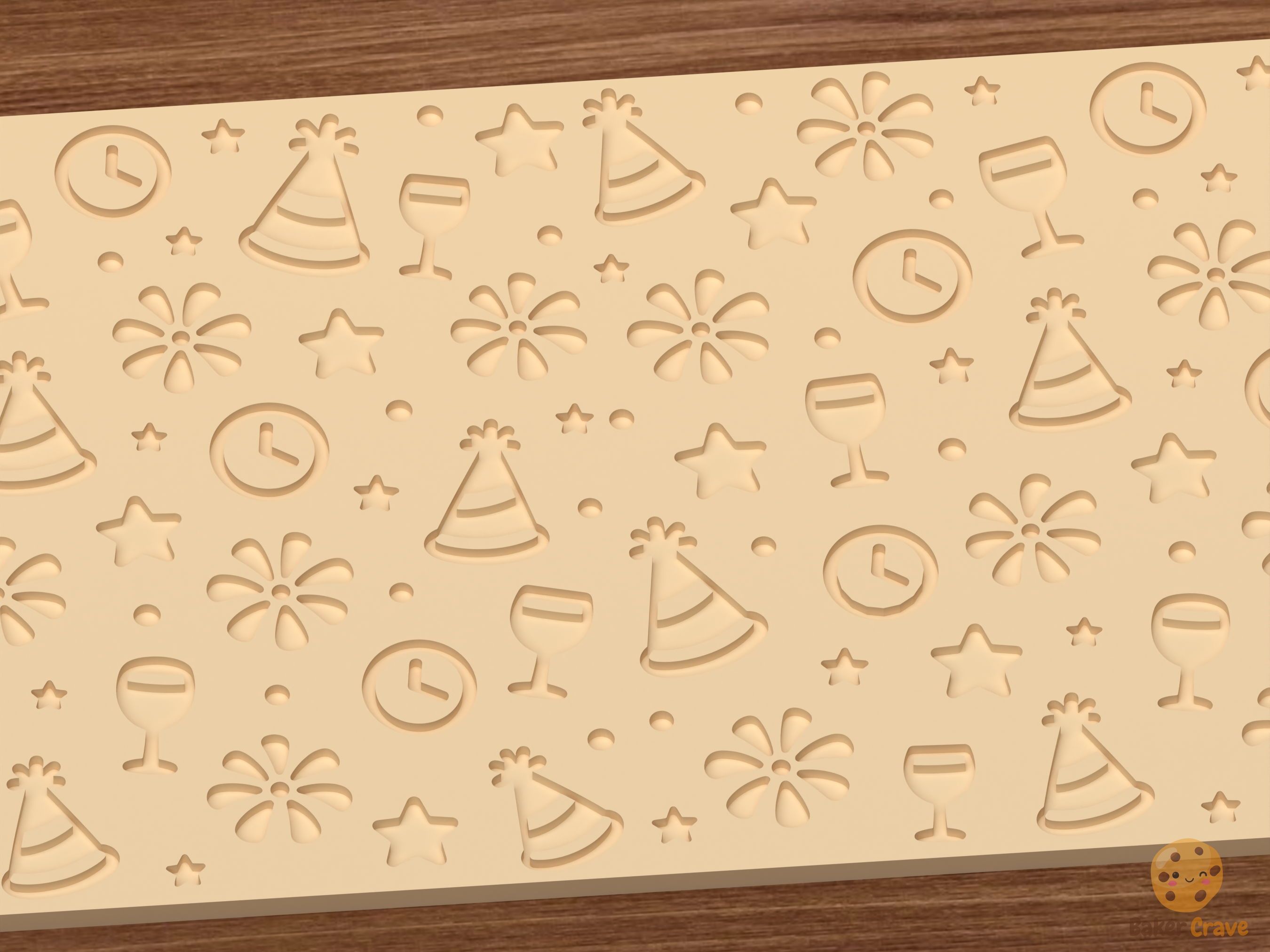 New Year Celebration Textured Roller STL File - 03 close detail deboss