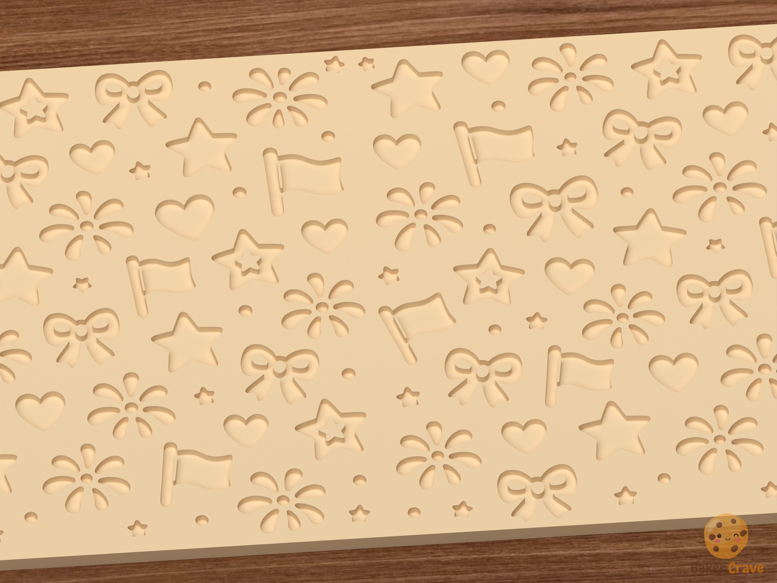 Patriotic Celebration Textured Roller STL File - 03 close detail deboss