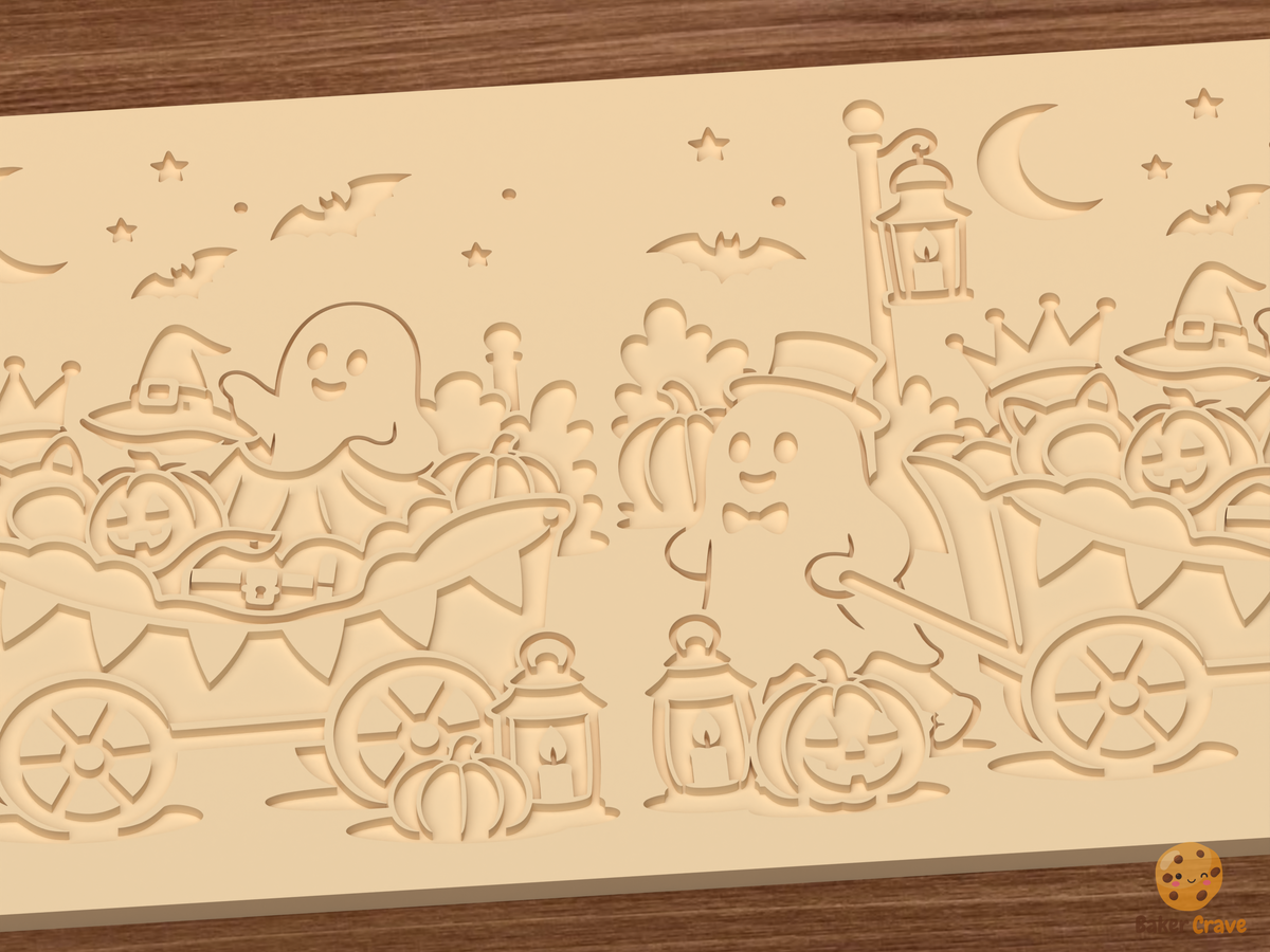 Costume Parade Wagon Textured Roller STL File - 03 close detail deboss