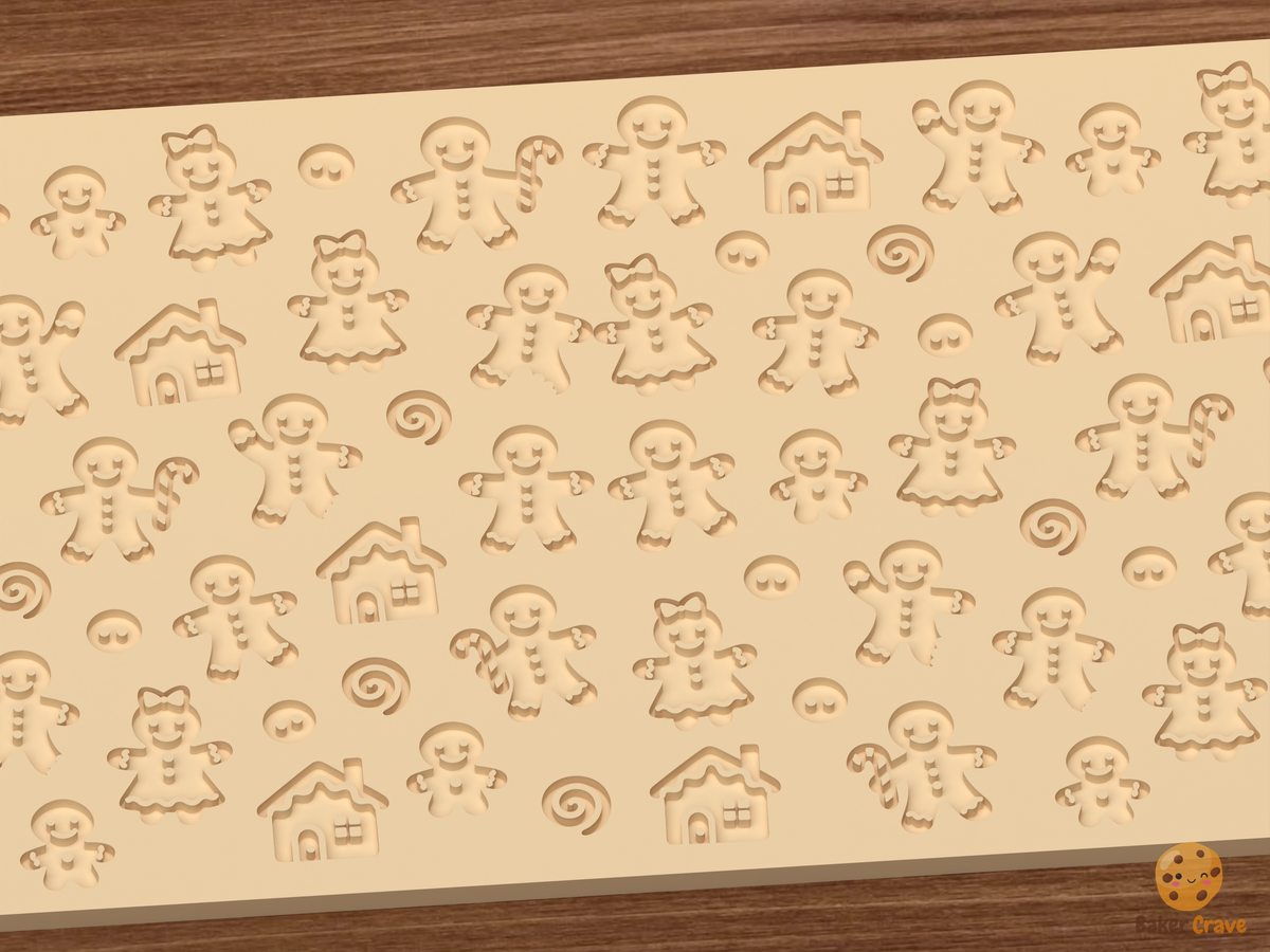 Gingerbread People Family Textured Roller