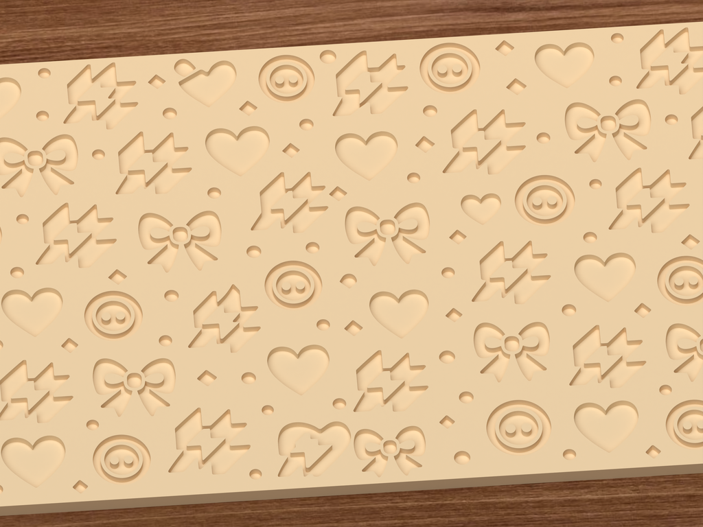 Kawaii Pop Icons Textured Roller STL File - 03 close detail deboss