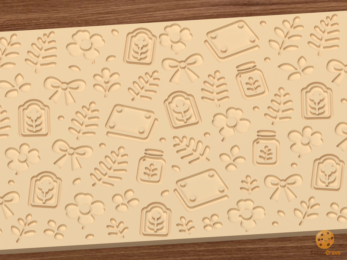 Flower Pressing Textured Roller STL File - 03 close detail deboss