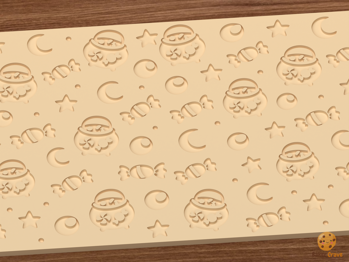 Candy Cauldron Textured Roller STL File - 03 close detail deboss