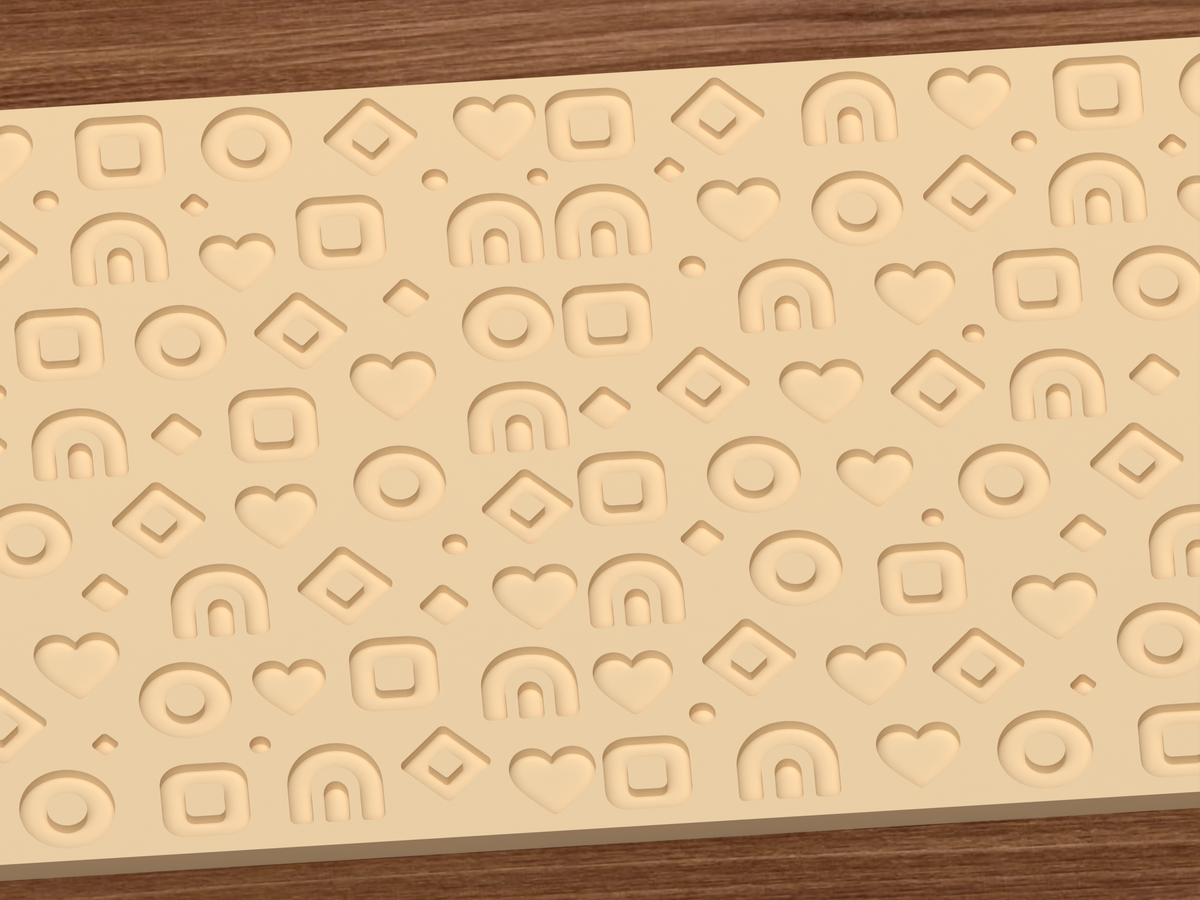 Retro Boho Geometric Textured Roller STL File - 03 close detail deboss