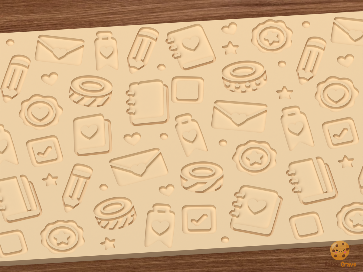 Journaling Stationery Textured Roller STL File - 03 close detail deboss