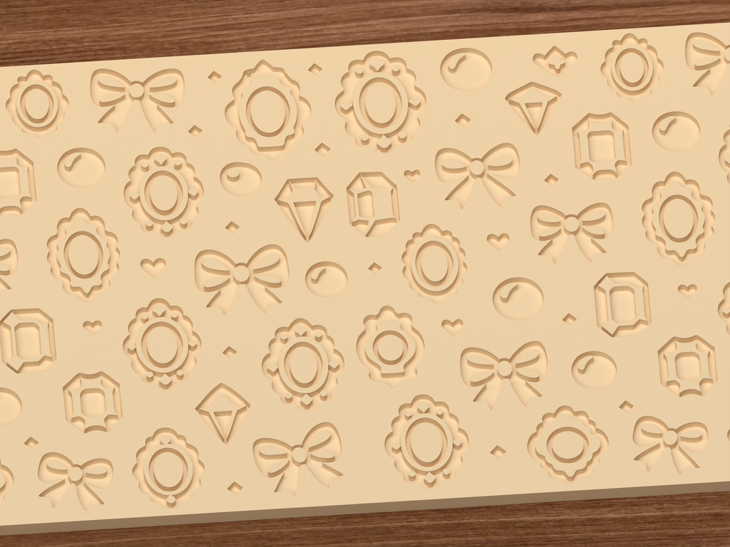 Coquette Jewelry Textured Roller STL File - 03 close detail deboss