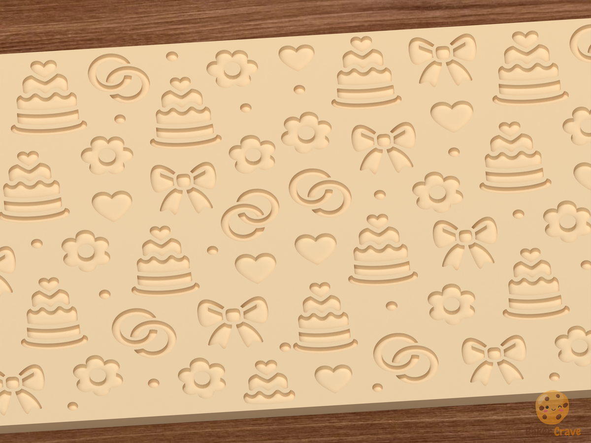 Wedding Cake Romance Textured Roller STL File - 03 close detail deboss