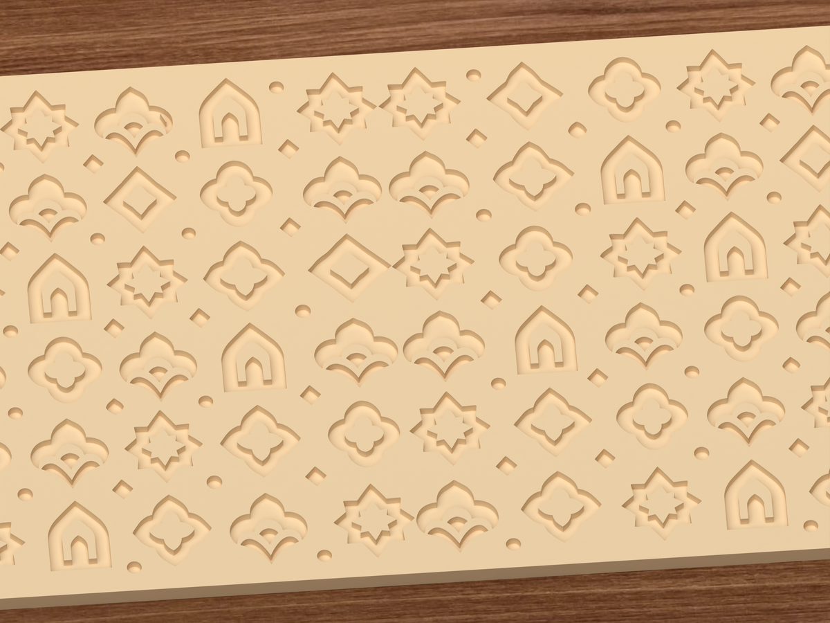 Moroccan Islamic Geometry Textured Roller STL File - 03 close detail deboss