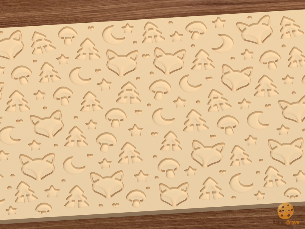 Fox Woodland Textured Roller STL File - 03 close detail deboss