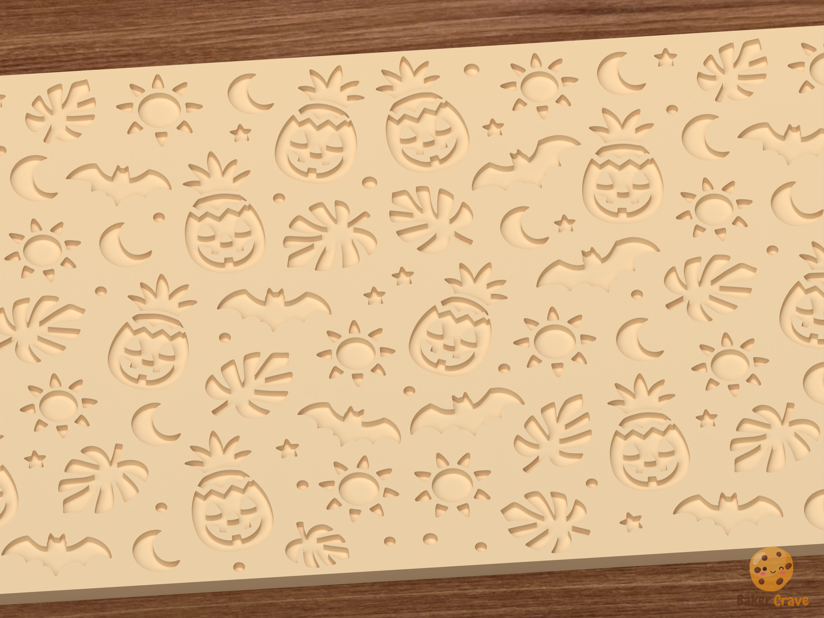 Summerween Pineapple Lantern Textured Roller STL File - 03 close detail deboss