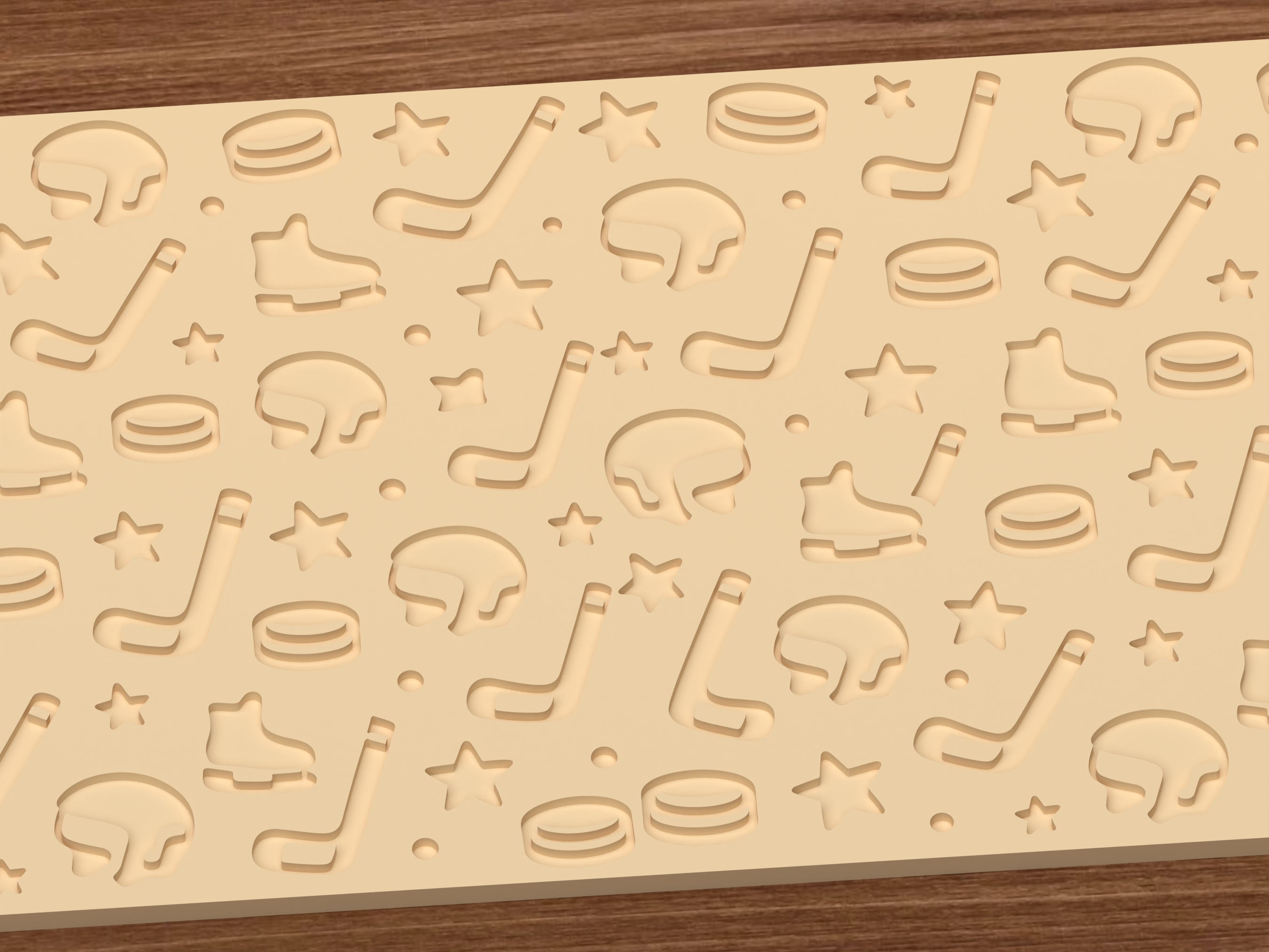 Ice Hockey Textured Roller STL File - 03 close detail deboss