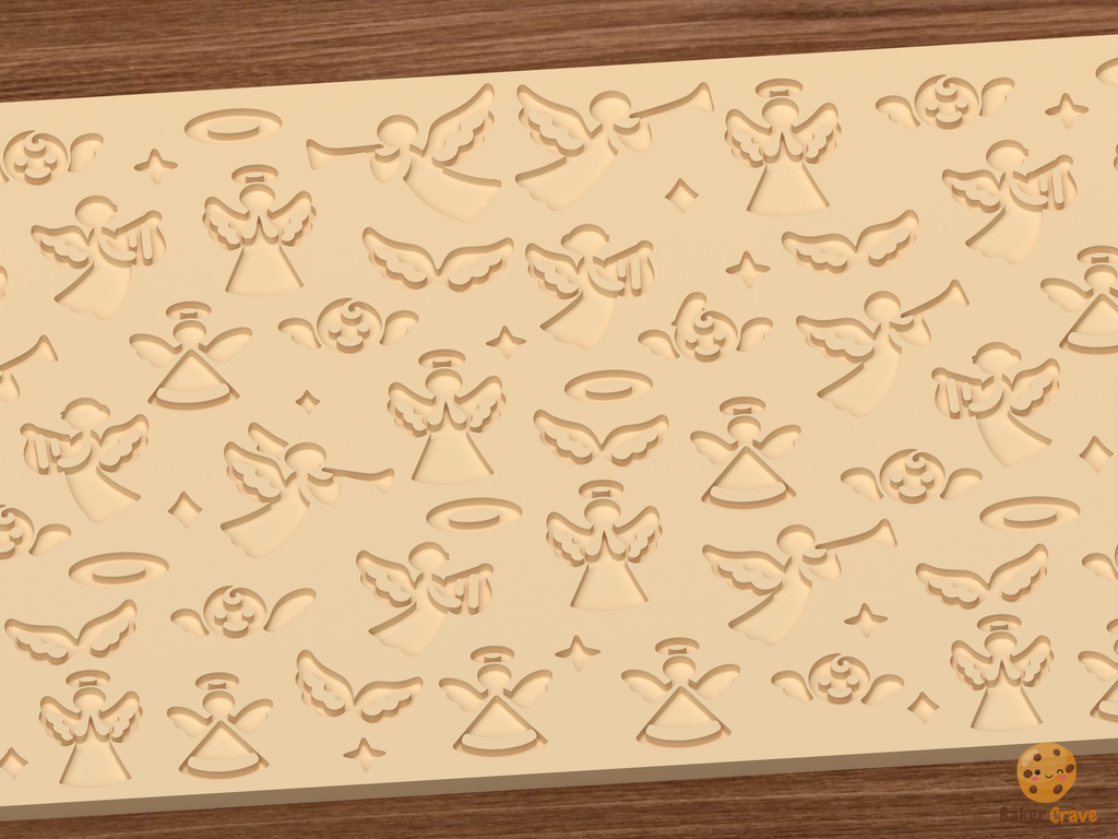 Christmas Angels Heavenly Host Textured Roller STL File