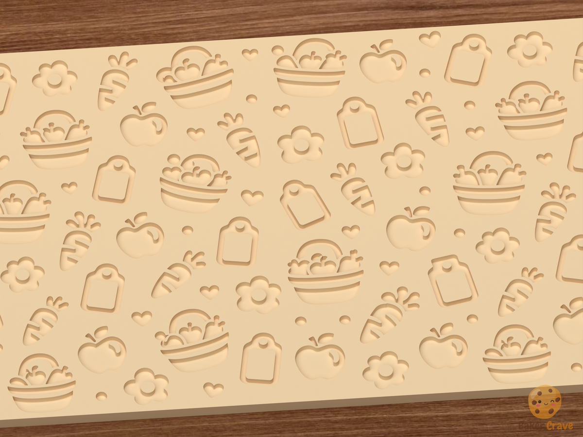 Farmers Market Harvest Textured Roller STL File - 03 close detail deboss