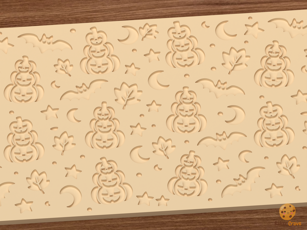 Jack O Lantern Stack Textured Roller STL File - 03 close detail deboss