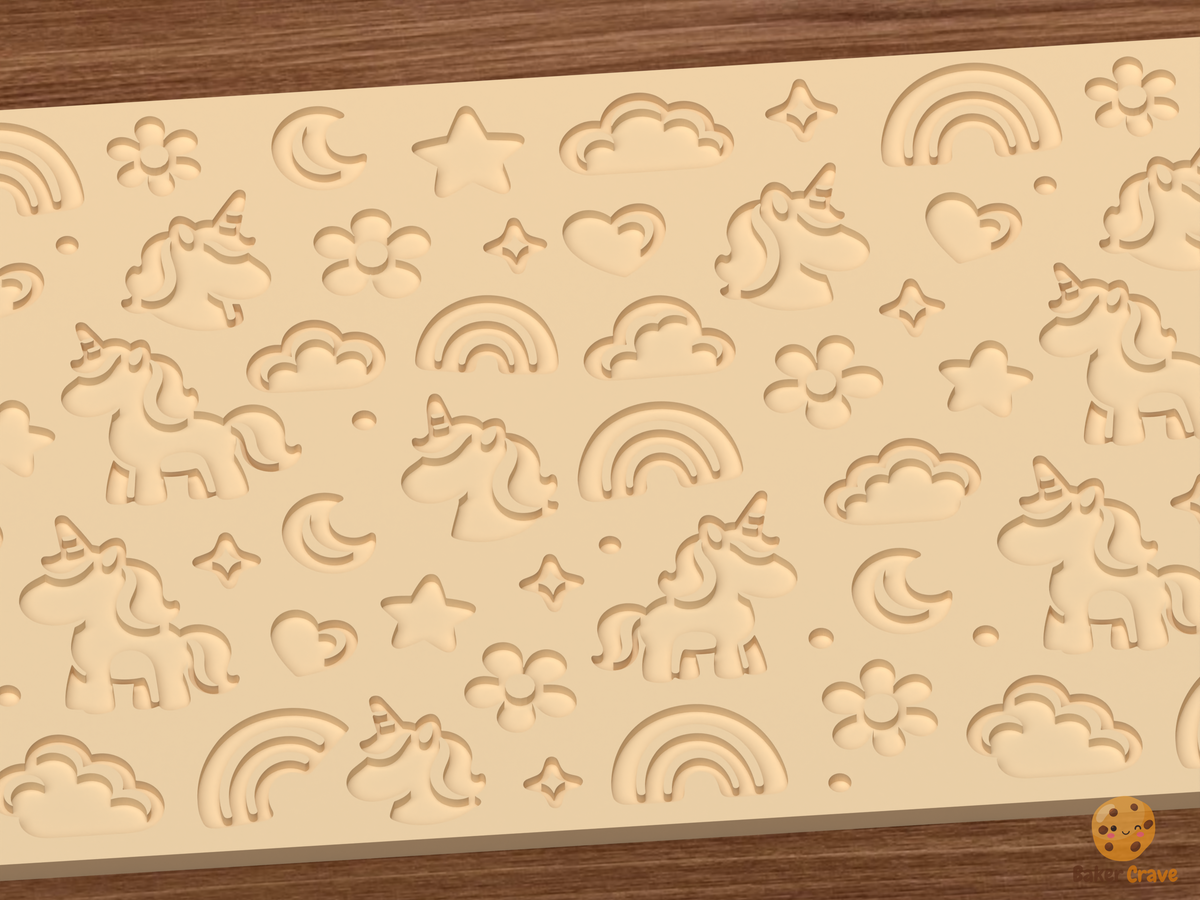 Unicorn Meadow Textured Roller STL File - 03 close detail deboss