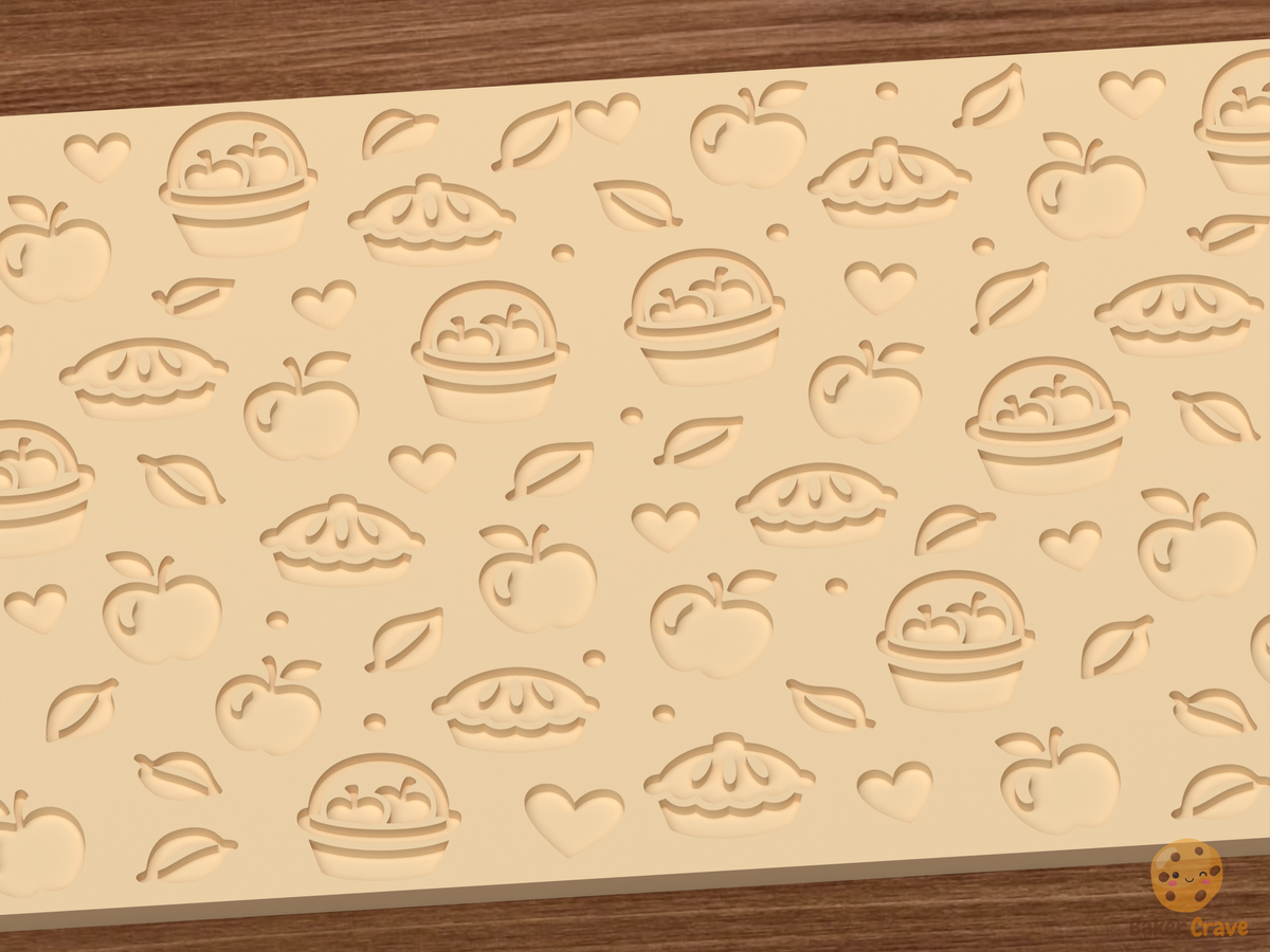 Apple Pie Orchard Textured Roller STL File - 03 close detail deboss