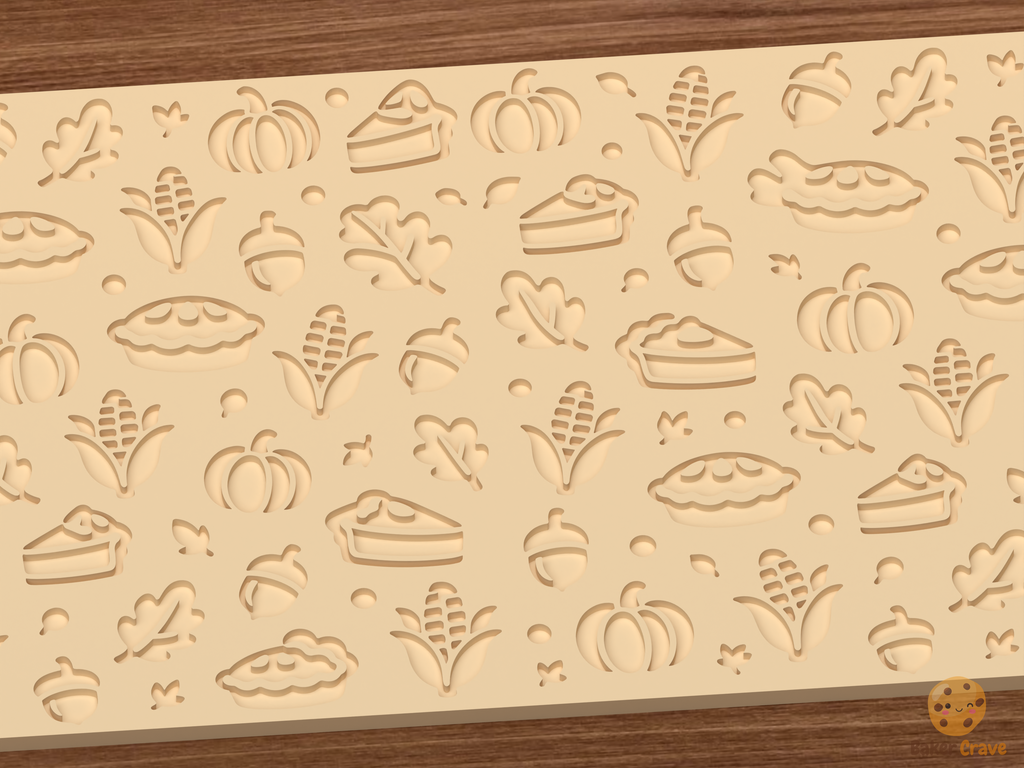 Thanksgiving Harvest Textured Roller STL File - 03 close detail deboss