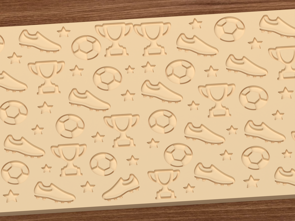 Soccer Trophy Textured Roller STL File - 03 close detail deboss