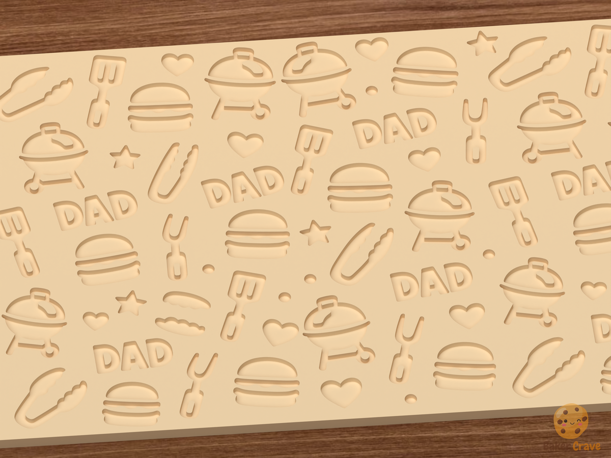Father's Day BBQ Textured Roller - 03 close detail deboss