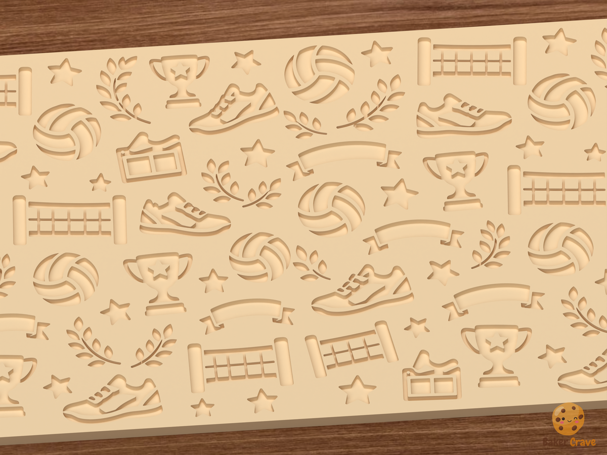 Volleyball Team Textured Roller STL File - 03 close detail deboss