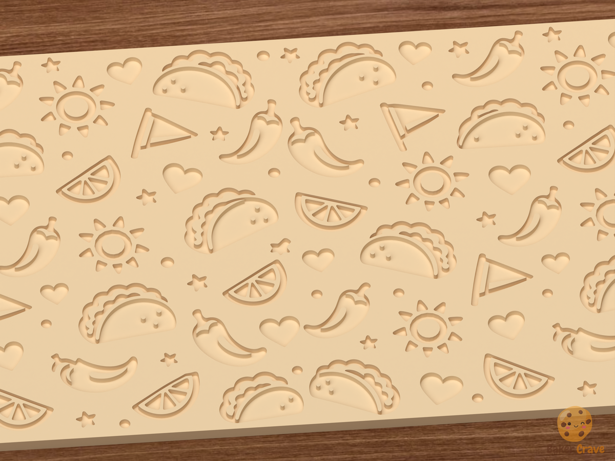 Taco Tuesday Fiesta Textured Roller - 03 close detail deboss