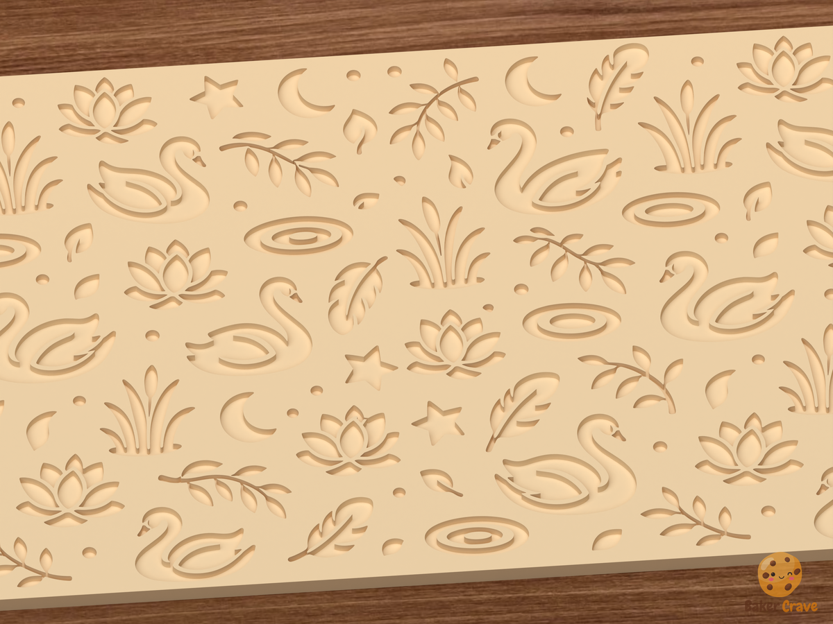 Swan Lake Garden Textured Roller STL File - 03 close detail deboss