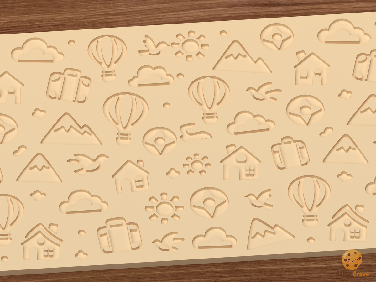 Hot Air Balloon Journey Textured Roller STL File - 03 close detail deboss