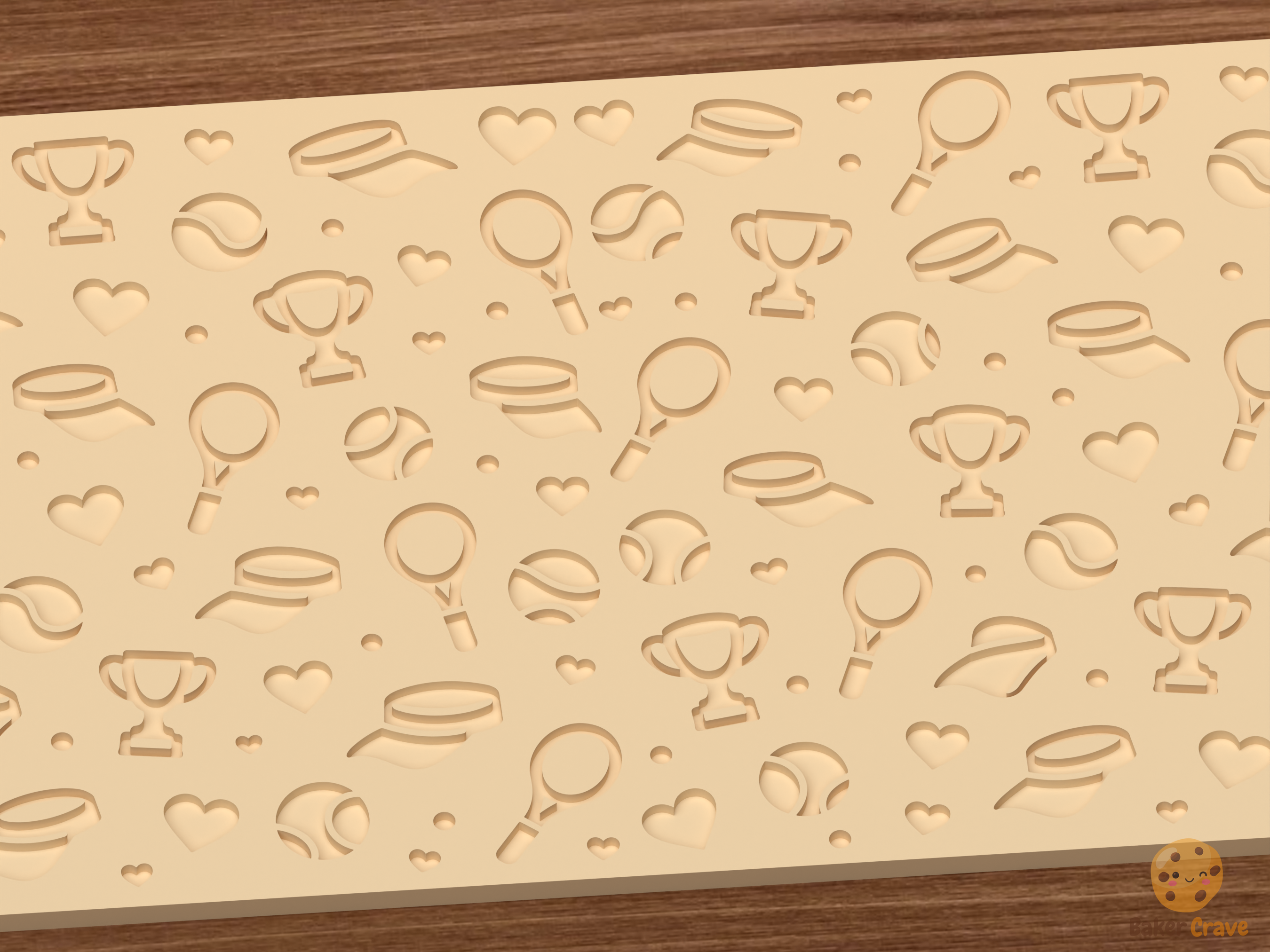 Tennis Love Textured Roller STL File - 03 close detail deboss