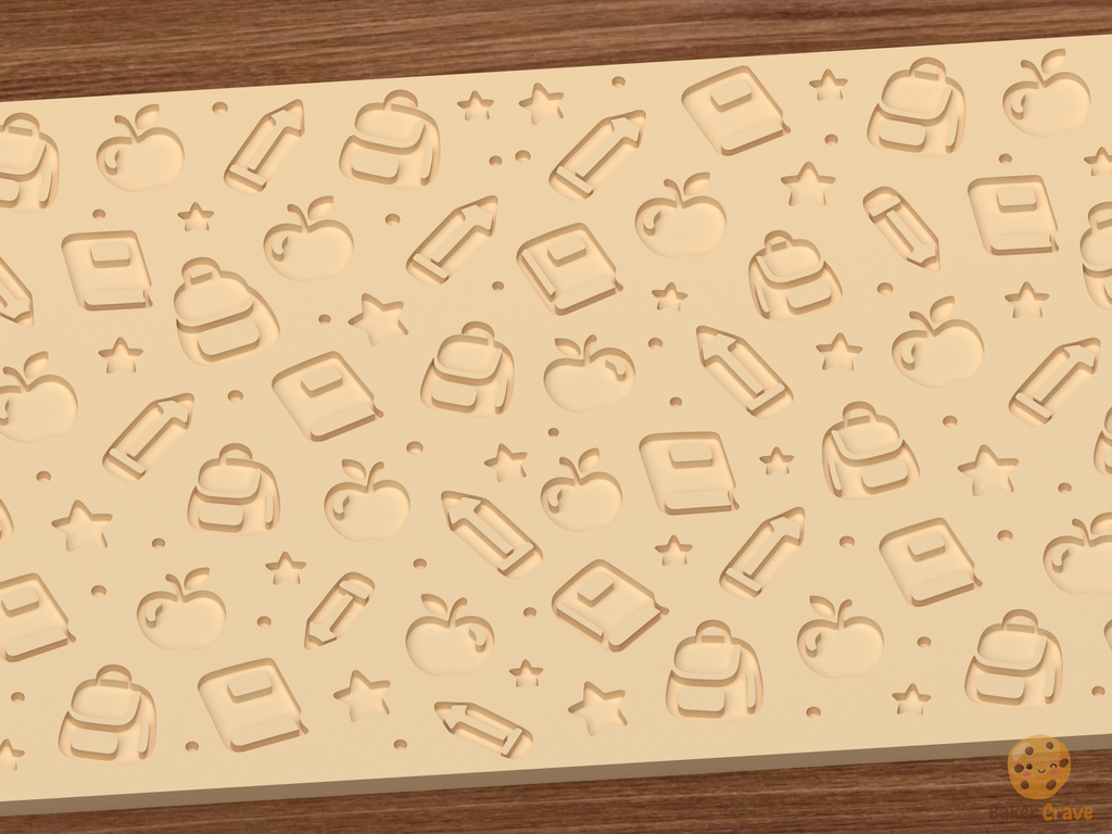 Back to School Textured Roller STL File - 03 close detail deboss