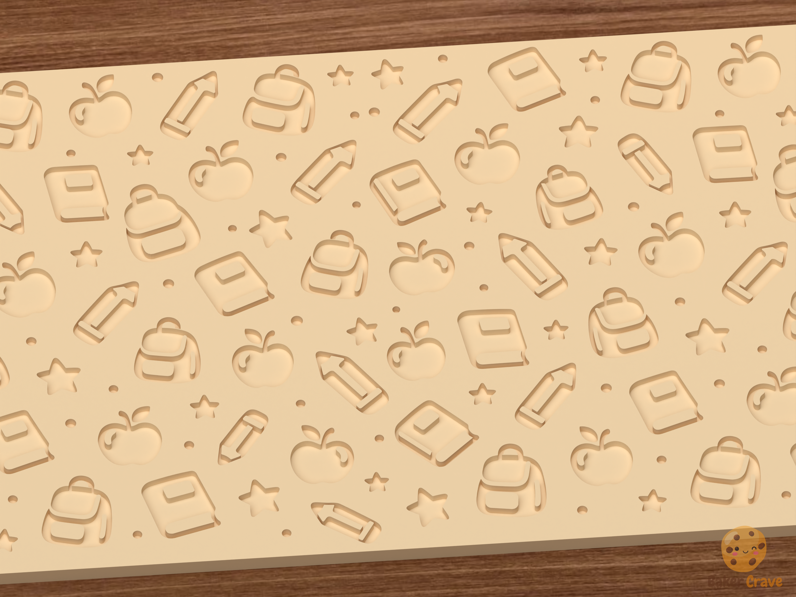 Back to School Textured Roller STL File - 03 close detail deboss