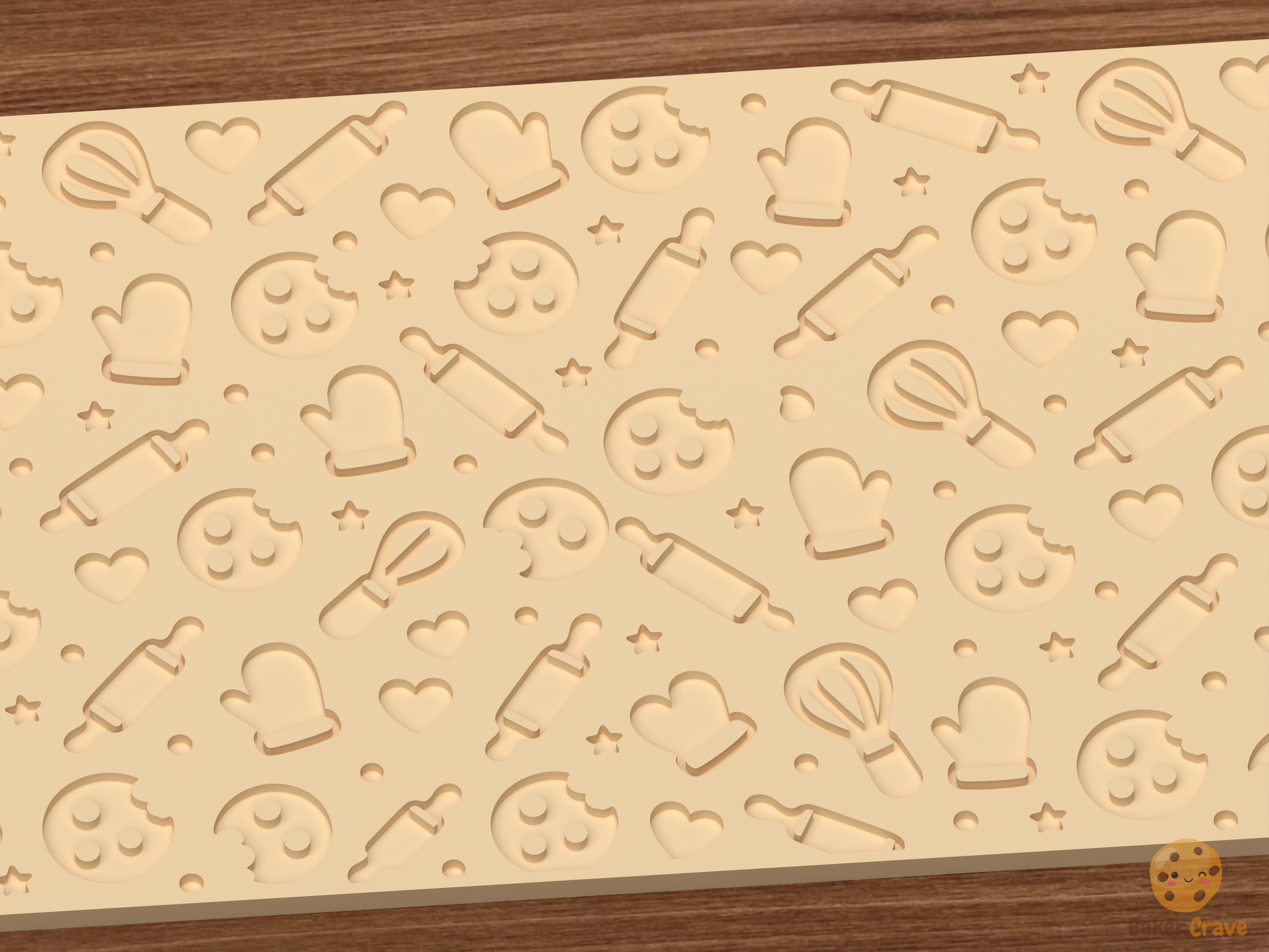 Baking Kitchen Textured Roller STL File - 03 close detail deboss