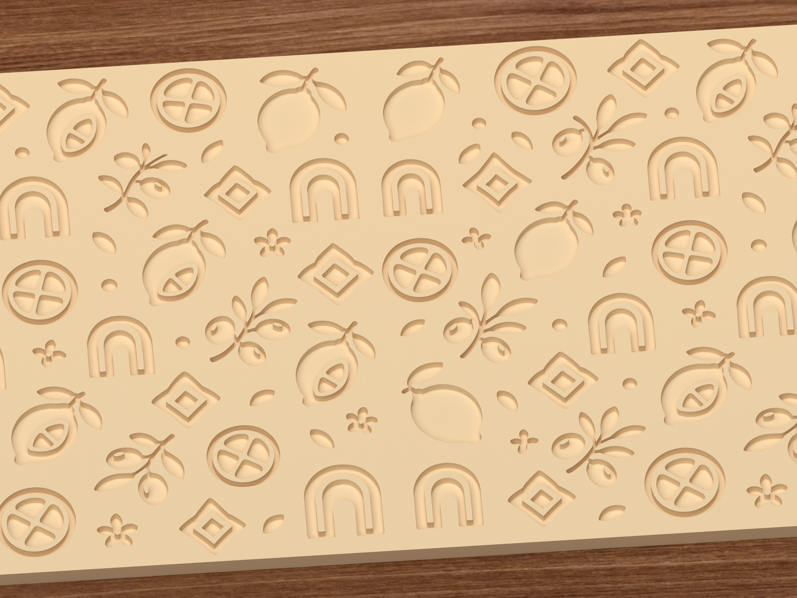 Mediterranean Citrus Textured Roller STL File - 03 close detail deboss