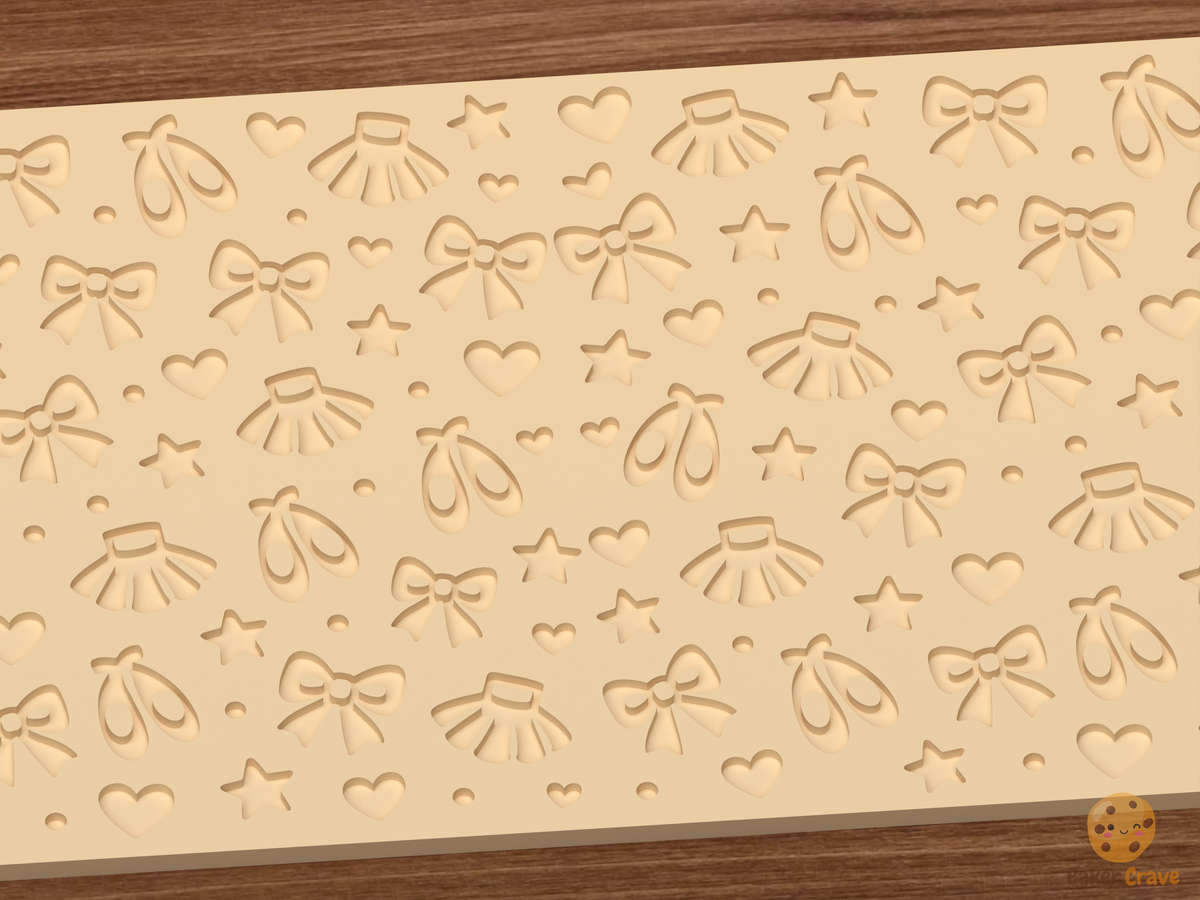 Ballet Dance Textured Roller STL File - 03 close detail deboss